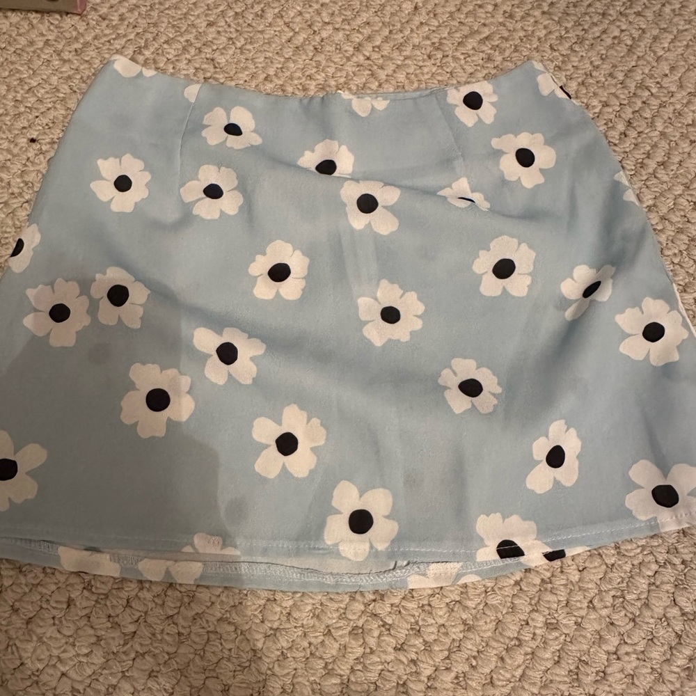 Princess Polly Light Blue Floral Skirt